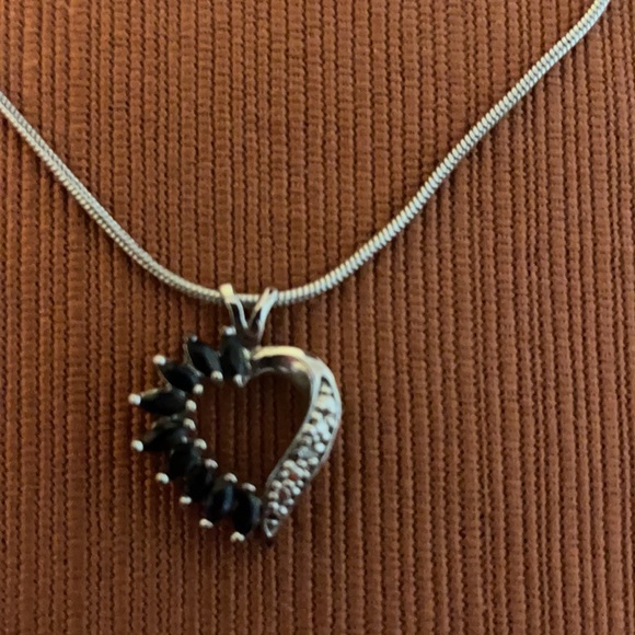 Sterling Silver with blue sapphire heart pendant. - Picture 6 of 6
